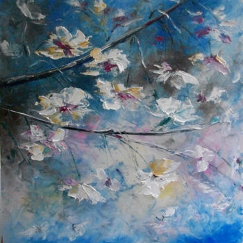 Картина под названием "вишня в цвету" - Natalia, Подлинное произведение искусства, Масло