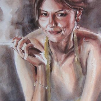 Ζωγραφική με τίτλο "cigarette du soir" από S Bernon, Αυθεντικά έργα τέχνης
