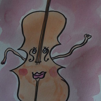 Картина под названием "Lilibelle la violon…" - La Venitienne, Подлинное произведение искусства