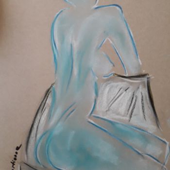 Desenho intitulada "Piste bleue...ou..." por La Venitienne, Obras de arte originais