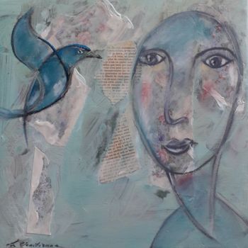 Pittura intitolato "L'oiseau bleu" da La Venitienne, Opera d'arte originale, Acrilico