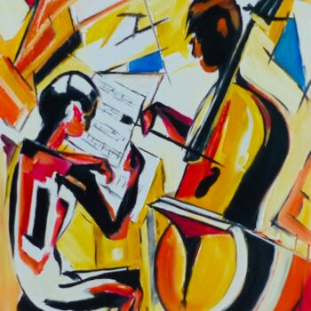 绘画 标题为“Jazz” 由Esdez, 原创艺术品, 油 安装在木质担架架上