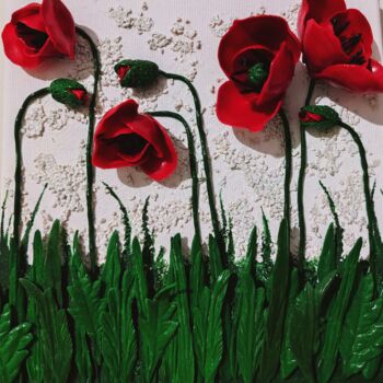 Malerei mit dem Titel "poppy" von Esen Susuz Terzi, Original-Kunstwerk, Acryl Auf Keilrahmen aus Holz montiert