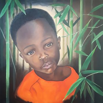 Painting titled "Bamboo Boy" by Nanette Eskes, Original Artwork