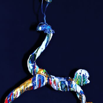 Sculptuur getiteld "Plastered man juggl…" door Esmeralda Skverer, Origineel Kunstwerk, Polymeer klei
