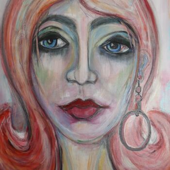 Painting titled "Red Head with One E…" by Esmeralda Skverer, Original Artwork, Acrylic