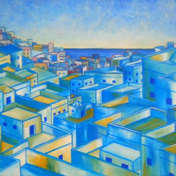 Peinture intitulée "Les terrasses" par Esma, Œuvre d'art originale, Huile