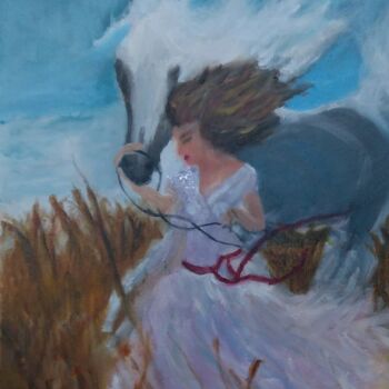 "Atlı kız" başlıklı Tablo Esma Dinçer tarafından, Orijinal sanat, Petrol