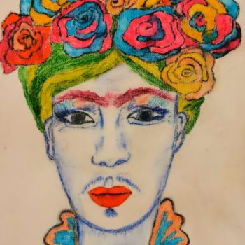 Arte digitale intitolato "Frida Kahlo in Tech…" da Esme Lee, Opera d'arte originale, Pittura digitale