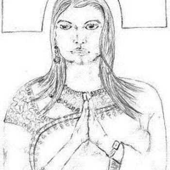 「Woman Praying」というタイトルの描画 Esp---Artによって, オリジナルのアートワーク