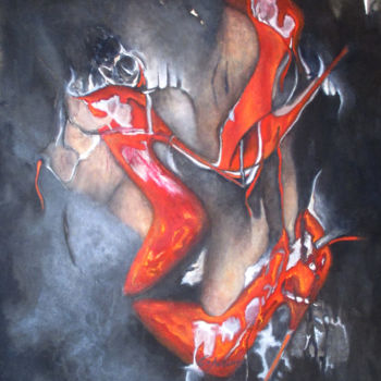 Peinture intitulée ""Rouge"" par Liliana Esperanza, Œuvre d'art originale, Huile