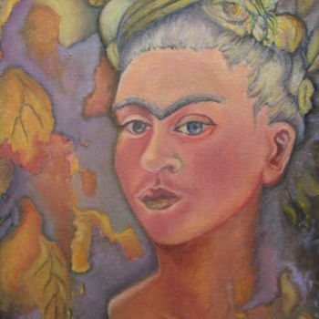 Painting titled ""Frida Blanca"" by Liliana Esperanza, Original Artwork, Oil
