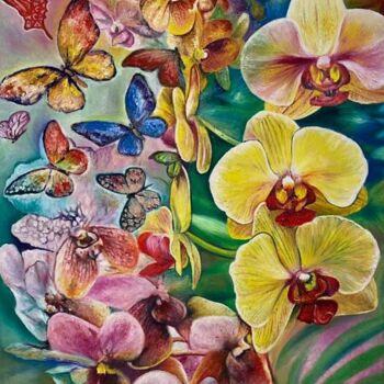 Painting titled "Fertility Orchids 2" by Victor Espinosa (Bong Espinosa), Original Artwork, Oil