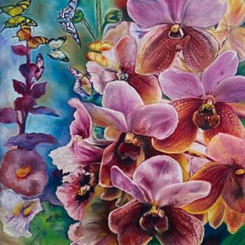 Malerei mit dem Titel "Fertility Orchids -3" von Victor Espinosa (Bong Espinosa), Original-Kunstwerk, Öl