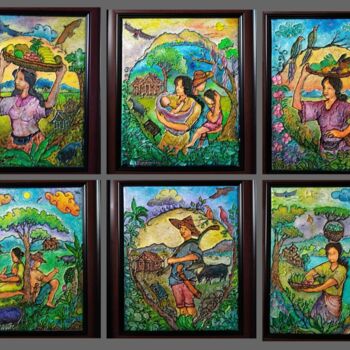 Painting titled ""Countryside living…" by Victor Espinosa (Bong Espinosa), Original Artwork, Acrylic