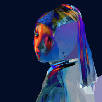 Digital Arts titled "La Perle de Vermeer" by Gérard Esquerre, Original Artwork, 2D Digital Work