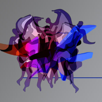 Digitale Kunst getiteld "La danse" door Gérard Esquerre, Origineel Kunstwerk, Digitaal Schilderwerk Gemonteerd op Plexiglas