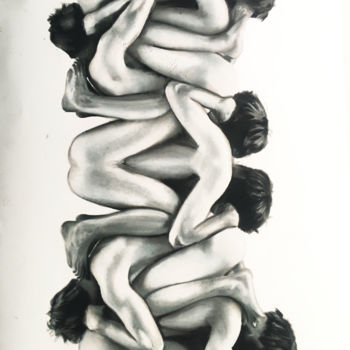 Drawing titled "ezilenler" by Esra Türk, Original Artwork, Graphite