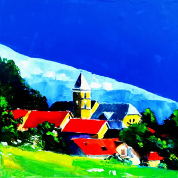 Painting titled "Village de 26620 Lu…" by Simon Martin (Esse Eme), Original Artwork, Acrylic