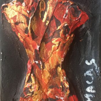 Painting titled "Gold Woman" by Marc Cases, Original Artwork, Acrylic