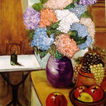 Painting titled "Autour d'un bouquet…" by Essia, Original Artwork, Oil