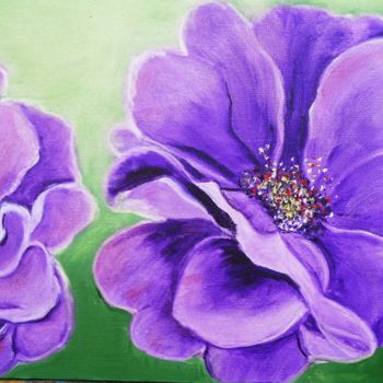Painting titled "violettes" by Essia, Original Artwork, Oil