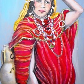 Peinture intitulée "Chaouia au collier" par Essia, Œuvre d'art originale, Huile