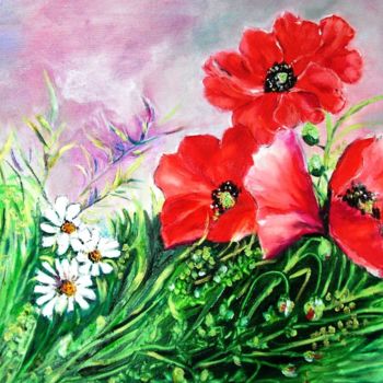 Painting titled "Fleurs des champs" by Essia, Original Artwork, Other