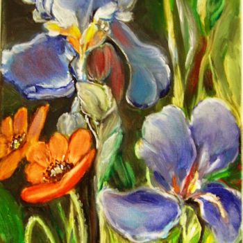 Peinture intitulée "Iris" par Essia, Œuvre d'art originale, Huile