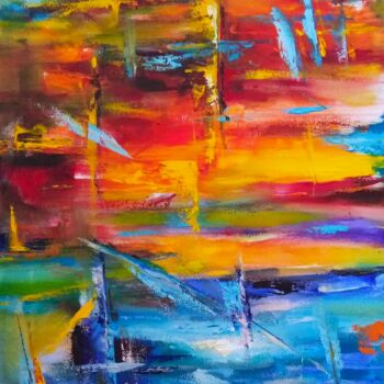 Painting titled "Abstraction Croisée" by Esteban Navarro, Original Artwork, Oil