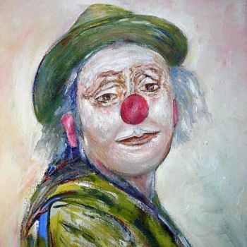 Peinture intitulée "Clown" par Esteban Navarro, Œuvre d'art originale, Huile Monté sur Châssis en bois