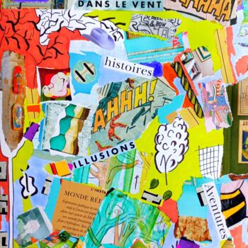 Collages intitolato "Dans le vent" da Estée, Opera d'arte originale, Collages