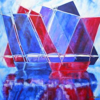 Painting titled ""VELAS en AZUL"" by Estela Del Valle Mañez, Original Artwork