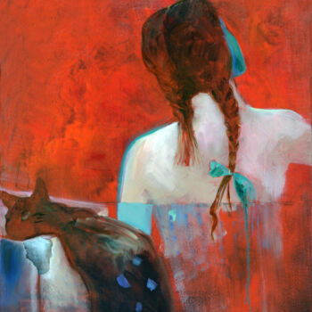 Painting titled "She" by Estela Raileanu, Original Artwork, Oil