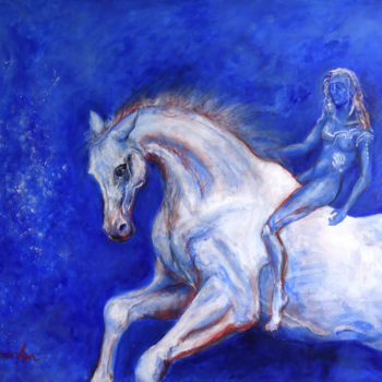 Painting titled "Cavalier bleu" by Estelle Bonenfan, Original Artwork, Acrylic