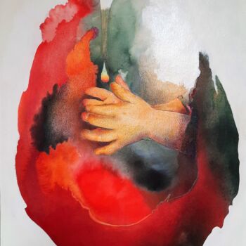 Dessin intitulée "La Source -birth of…" par Estelle Cermelli, Œuvre d'art originale, Aquarelle