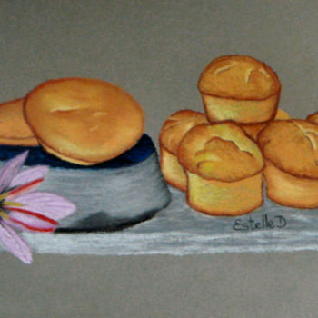 Рисунок под названием "Gourmandises" - Estelle D, Подлинное произведение искусства, Пастель