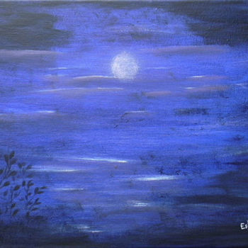 Painting titled "lune brumeuse" by Estelle D, Original Artwork