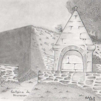 Dibujo titulada "fontaine de krenenan" por Estelle D, Obra de arte original, Otro