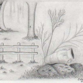 Drawing titled "Dans les jardin du…" by Estelle D, Original Artwork