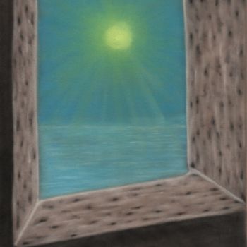 Dessin intitulée "Fenêtre sur l'atlan…" par Estelle D, Œuvre d'art originale