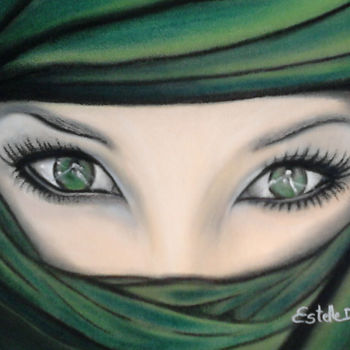 Drawing titled "Musulmane" by Estelle D, Original Artwork, Pastel