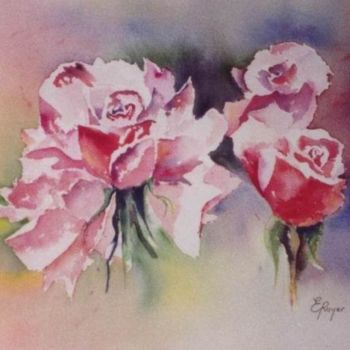 Painting titled "Parfum de roses" by Estelle Royer, Original Artwork, Oil