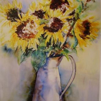 Painting titled "Tournesols III" by Estelle Royer, Original Artwork