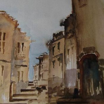 Pintura intitulada "Dans la rue" por Estelle Royer, Obras de arte originais