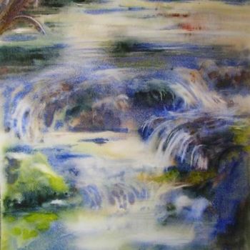 Painting titled "Fraicheur cascade" by Estelle Royer, Original Artwork