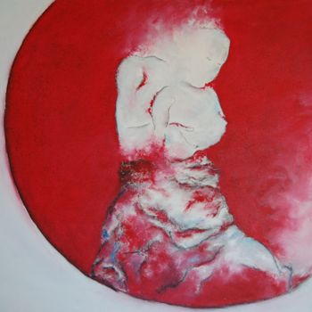 Pintura titulada ""Lune rouge"" por Estelle Darve, Obra de arte original, Oleo