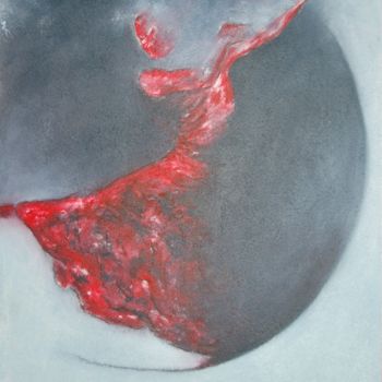 Painting titled "Lune noire" by Estelle Darve, Original Artwork, Oil