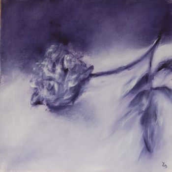 Malerei mit dem Titel "Une rose" von Estelle Darve, Original-Kunstwerk, Öl Auf Andere starre Platte montiert