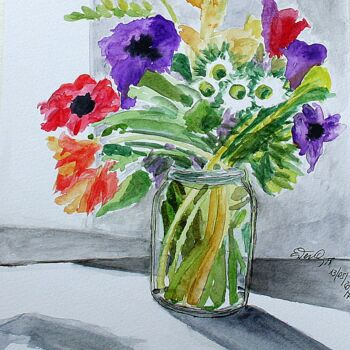 Painting titled "il vaso bormioli" by Ester Q, Original Artwork, Watercolor